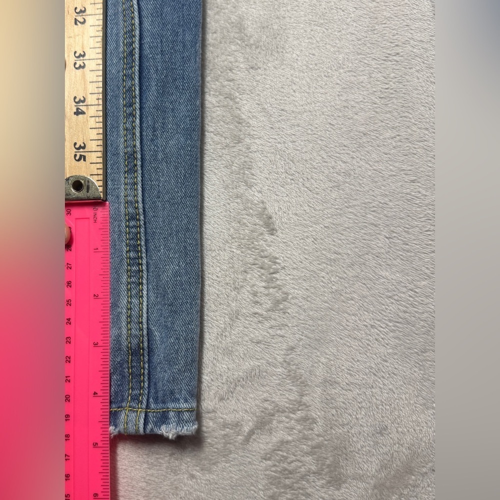 Cider Novelty Sequin Heart Patch Wide Leg High Rise Denim Blue Jeans Size Large - Picture 9 of 15